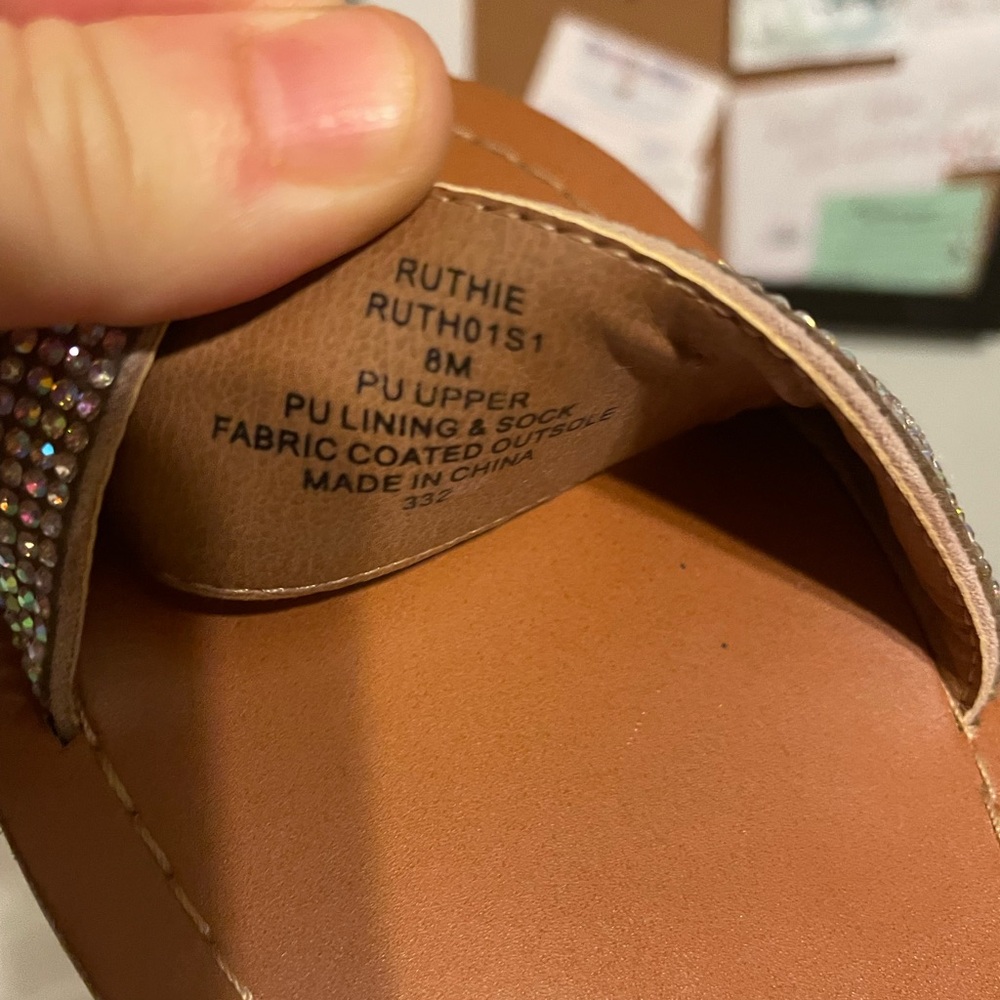 Steve Madden Tan Sandals with Rhinestone Accents